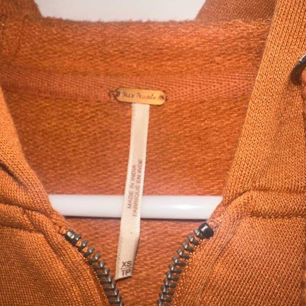 Free People Tiered Trapeze Zip-Up Sweatshirt Hoodie Drawstring Pockets Top XS - Picture 3 of 4
